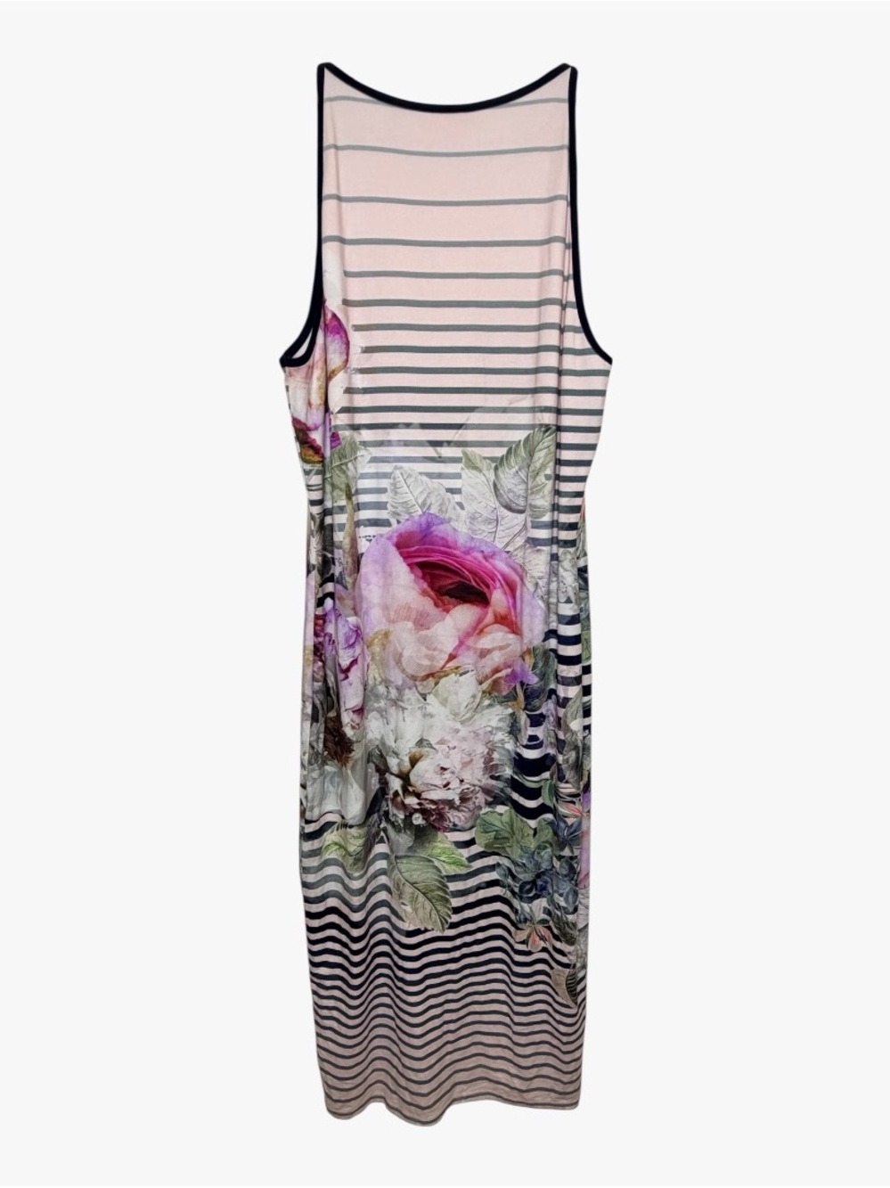Ted Baker Laya Peony Stripped Midi Dress Size 4 - Picture 3 of 7